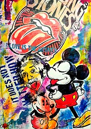 Pop-Art painting great Comics Galerie Dsseldorf Hey Einstein tongue Zunge Mickey Star