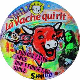 pop art Leinwand Gemlde von klipp-art, Motiv: lachende Kuh la vache quirit
