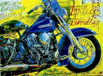 Pop Art Online Galerie mit Leinwandgemlde Unikat einer Harley Davidson