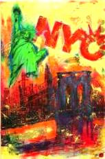 new york panorama bild. pop art gemlde mit Acryl auf Leinwand, klipp-art
